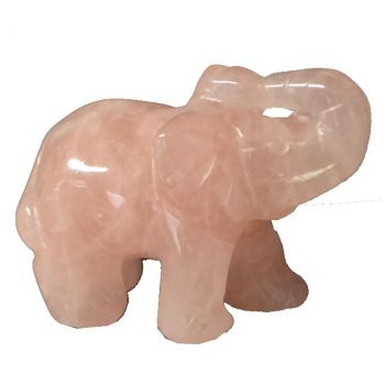 Rosenquarz Edelstein Elefant, Edelsteintier Figur Elefant aus rosa Quarz, Glücksbringer und Heilstein, ca. 5 cm