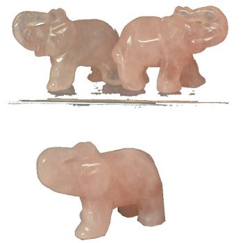 Rosenquarz Edelstein Elefant, Edelsteintier Figur Elefant aus rosa Quarz, Glücksbringer und Heilstein, ca. 5 cm