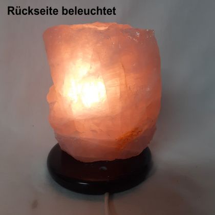 Rosenquarz Edelstein-Lampe |  Naturstein Leuchte | rosa Quarz echt beleuchtet | Rohstein mit Steinsockel dunkel | N230