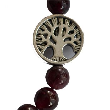 Granat Kugel Armband, mit Baum des Lebens Ornament