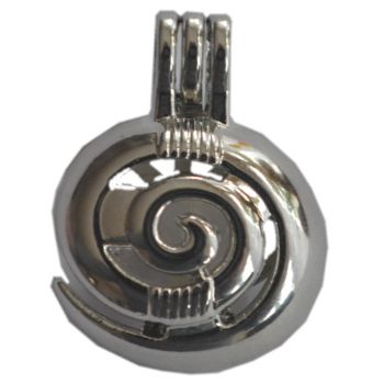 Anhänger Lebensspirale | Perlenkäfig mit Amethyst Kugel | Spirale zum öffnen | Kettenanhänger Silber farbend |