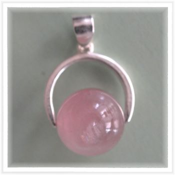 Kugel Anhänger rosa Quarz |  Rosenquarz Halsschmuck mit Silber Halter | hübscher kleiner echter Schmuckanhänger für Kette oder Lederband