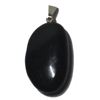 Turmalin Stein Anhänger | Schwarzer Turmalin/Schörl Edelstein| Trommelstein Kettenanhänger mit 925 Silber Öse