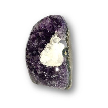 Amethyst Drusenstück, stehende Amethyst-Kristall-Druse mit Calcit, schöne dunkle Spitzen |N324