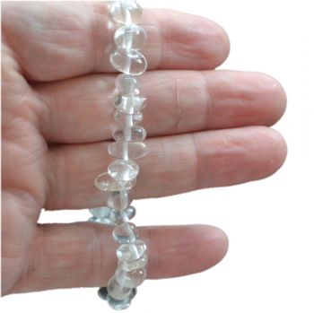 Bergkristall Edelstein Armband auf elastischen Zugband | Kristall Armband echte Steine für Damen und Herren kaufen | Bergkristall kräftiger Heilstein | Trommelstein Splitter Stretch-Armband