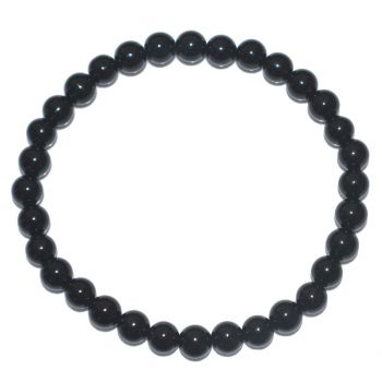 Schwarzer Turmalin/Schörl Edelstein Armband für Damen und Herren | Feine schwarze polierte Turmalin-Perlen auf einem elastischen Gummizug Armband | Ihr tägliches Heilstein und Schutzarmband für den Alltag