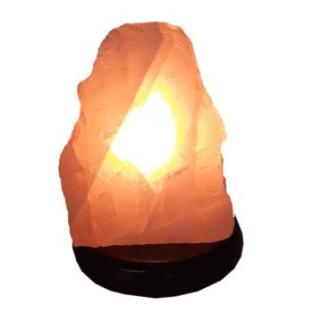 Echte Rosenquarz Stein Lampe, kleine Edelsteinlampe Front poliert, Hellrosa Kristall Edelstein-Leuchte für Ihre Wohn- und Schlafräume mit Stein Sockel dunkel