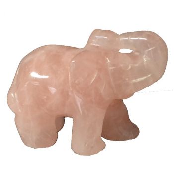 Rosenquarz-Stein Elefant, Edelstein-Tier aus Rosenquarz, Glücksbringer und Geschenk, Sehr beliebtes Sammelobjekt, ca. 5 cm