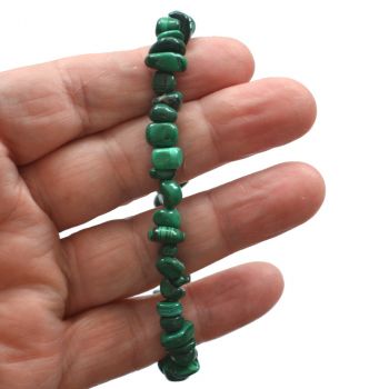 Malachit Splitterarmband –Stretch-Armband kaufen | Edelstein Armband auf elastischen Band | Heilstein Energieschmuck für Damen und Herren aus echten Malachit Steinen
