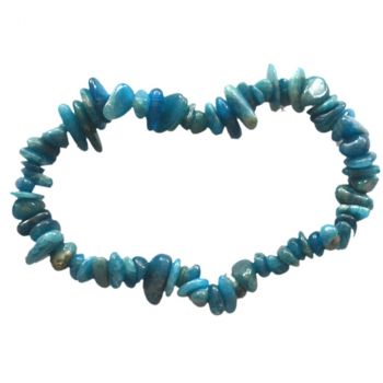 Apatit Edelstein Armband, Echtes Edelstein Armband aus blauen Apatit Steinen, Heilstein-Schmuck Splitterarmband