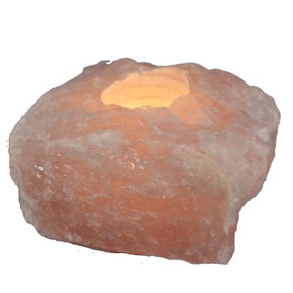 Rosenquarz Stein Teelichthalter, Echter roher Naturstein Brocke, Edelstein Teelicht rosa Quarz, Kerzen-Halter, hübsches Stimmungslicht