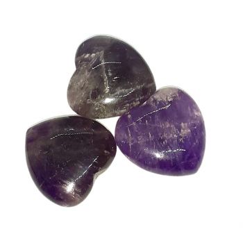 Herz-Set Amethyst| 3 Edelstein Herz Handschmeichler | drei kleine Herzen als Glücksbringer oder Geschenk, zur Dekoration