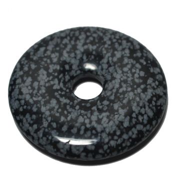 Schneeflocken-Obsidian Donut-Anhänger, ca. 50mm