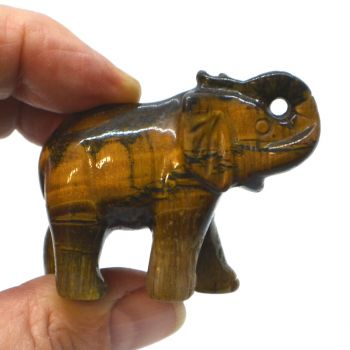 Tigerauge Elefant - Edelstein Figur, Stein Elefant, Steintier, Dekoration, Geschenk, Glücksbringer, ca. 5 cm