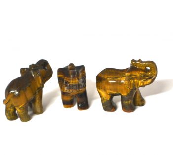 Tigerauge Elefant - Edelstein Figur, Stein Elefant, Steintier, Dekoration, Geschenk, Glücksbringer, ca. 5 cm