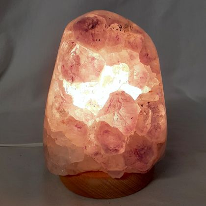 Amethyst Stein-Lampe | kleine Naturstein Edelsteinlampe | Amethyst-Kristall Leuchte poliert |Amethyst hell violett Deko-Lampe |auch mit LED Leuchtmittel zu verwenden | N220