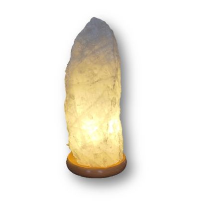 Bergkristall Rohstein Lampe, ca. 8-9kg Naturgewachsene Kristall Stein Lampe kaufen, Edelsteinlampe mit Holzsockel