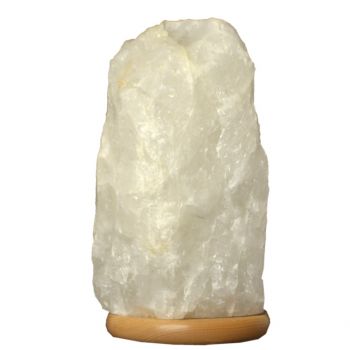 Bergkristall Rohstein Lampe, Naturgewachsene Kristall Stein Lampe kaufen, Edelsteinlampe mit Holzsockel, Bergkristall-Rohstein 8-9 kg