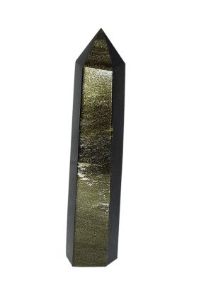 Goldobsidian Stand-Spitze, Obsidian Gold schimmernde Edelsteinspitze, N7377