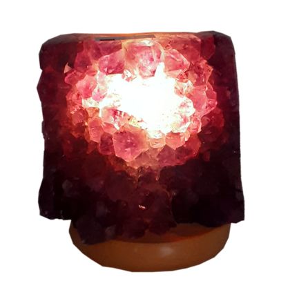 Amethyst polierte Edelsteinlampe, dekorative Kristallspitzen die dunkel violett leuchten, Amethyst-Kristall Leuchte, N260