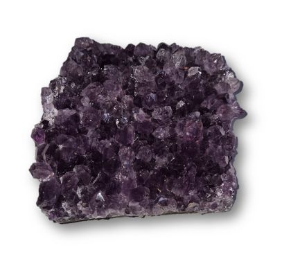Amethyst Kristall flaches Naturstein Drusenstück, dunkel violette Spitzen, echtes Edelstein Mineral N710