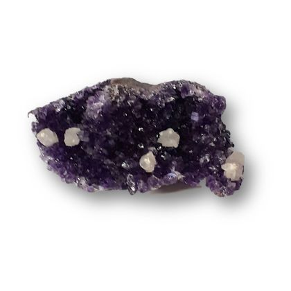 Amethyst Drusenstück mit Calcit, echtes natürliches Edelstein Mineral, Glücksbringer, Dekostein N270