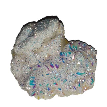 Aqua Aura Kristall Gruppe, Bergkristall veredelt, Stufe mit buntem Farbspiel, Angel Aura Kristall N96