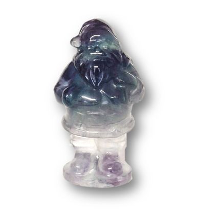 Weihnachtsmann-Nikolaus aus Regenbogen-Fluorit, Handarbeit, Santa Claus stehende Deko- Figur, N54