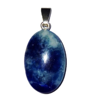 Afghanit Kettenanhänger, Afganite Stein blau mit Silber Öse, Halsschmuck, Anhänger für Kette oder Band, A494