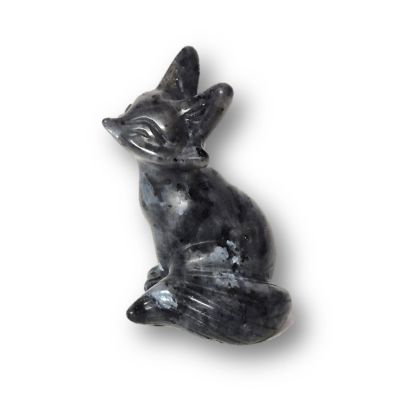 Fuchs Edelsteintier, Handarbeit aus Larvikit Stein, Dekoration, Sammler, sitzende kleine Fuchs-Figur, N5