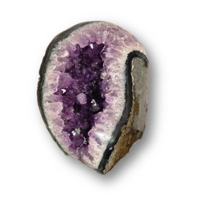 Amethyst Standobjekt Geode, Amethyst-Kristall-Druse geschwungene, polierte Form, N960