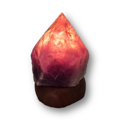 Ametrin-Spitzen-Leuchte, Edelsteinlampe, Natur Spitze beleuchtet aus Brasilien, Lampe mit Holzsockel, N109