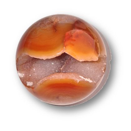 Karneol-Achat Edelsteinkugel, Edelstein Handschmeichler Ball, handliche Carneol Kugel mit offener Kristall Höhle, N136