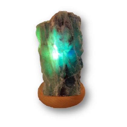 Fluorit Edelstein Lampe, Schöne Steinlampe Front poliert, Echte Naturstein Leuchte aus Fluorit, N210