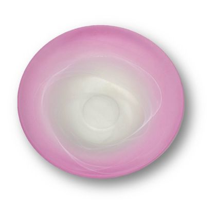 Glasschale-Paloma, weiß mit rosa Rand, ca. 25 cm Durchmesser, Ersatzschale für Zimmerbrunnen, Dekoration
