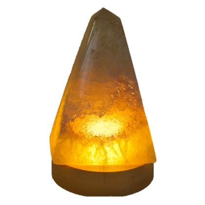 Achat Obelisk mit Amethyst Höhle & LED-Holzsockel – Handgeschliffene Edelstein Spitze, N440