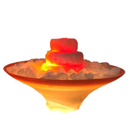 Edelstein Zimmerbrunnen aus Orangencalcit mit Beleuchtung – Dekobrunnen & Luftbefeuchter, Kaskaden-Brunnen