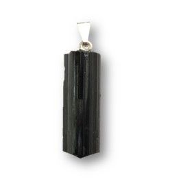 Schwarzer Turmalin Anhänger Naturkristall mit 925 Silber Öse – Schörl Rohstein Kettenanhänger – Schutzstein für Damen & Herren – Meditation Schmuck