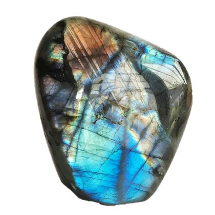 Labradorit stehender Edelstein blau-bunt schimmernd, Dekostein-Standobjekt, N204