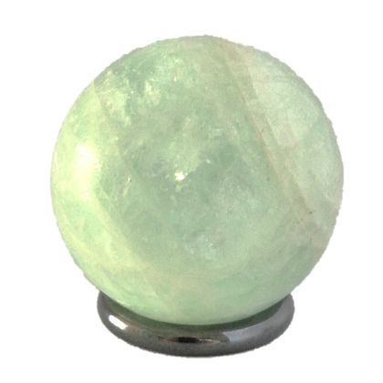 Aquamarin Stein Kugel, Edelsteinkugel pastell-grün-blau, mit Aufstellring aus Hämatit, N39