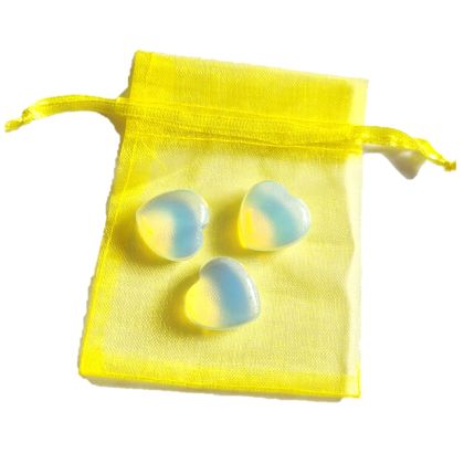 Herz-Set Opalith | 3 Edelstein Herz Handschmeichler | Opalglas als Glücksbringer oder Geschenk, zur Dekoration