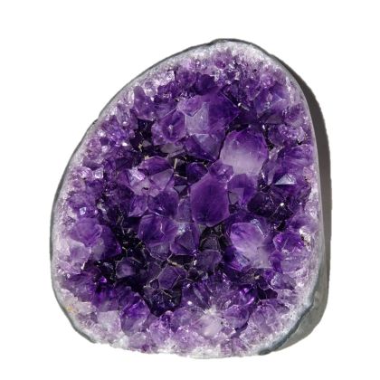 Amethyst Dekostein, stehende kleine Geode, Edelstein-Rohstein, dunkle Amethyst Kristalle N524