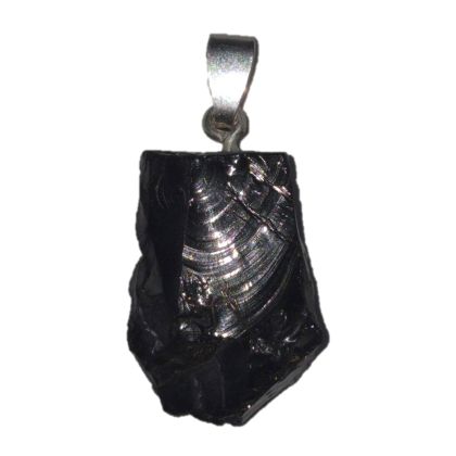 Edelschungit Kettenanhänger 925 Silber – Schungit Rohstein Anhänger für Damen & Herren, (N-267)