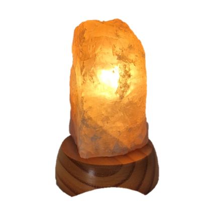 Kleine Rosenquarz Lampe, kleine hell Rosa Kristall Lampe, komplett mit Holzsockel, N620