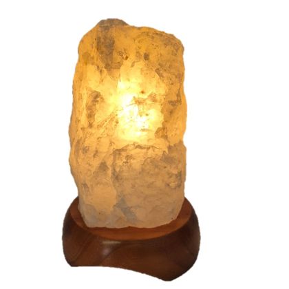 Bergkristall Lampe, kleine Edelsteinlampe mit Holz Sockel, Kristall-Leuchte, N982