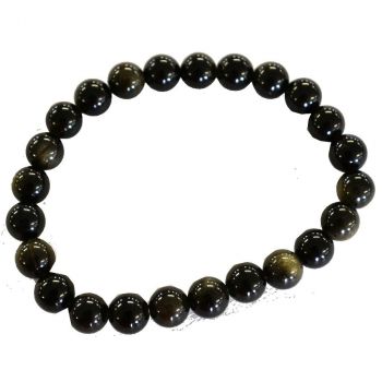 Goldobsidian Edelstein Kugel-Armband, echter Edelstein-Schmuck für das Handgelenk, ca. 6 mm Perlen Armschmuck