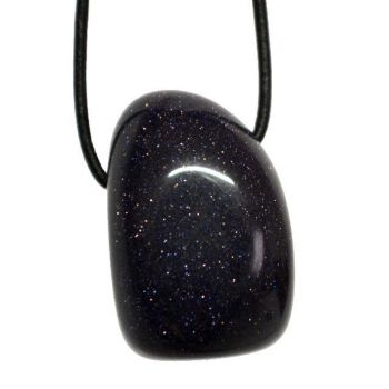 Blaufluss Edelstein Trommelstein Anhänger, gebohrter, polierter Steinschmuck, für Damen und Herren