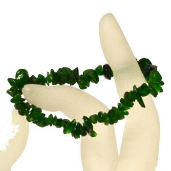 Chromdiopsid Splitter Armband | grüne kleine Edelsteine auf Strechband | Armschmuck