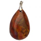 Rot-bunter, sehr schöner Jaspis Anhänger, Kettenanhänger mit Silber Öse