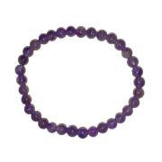 Amethyst Kugel-Armband, Edelstein Armschmuck auf Strechband gefertigt, Perlen ca. 6mm/dm, Kraftarmband